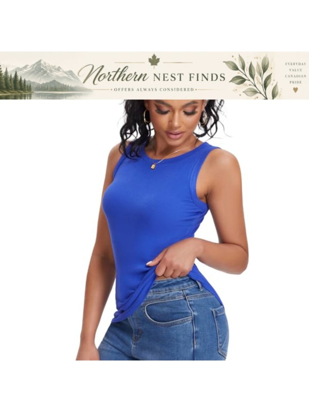 Ribbed Racerback Tank Top Womens Crewneck Sleeveless Summer Basic Layering